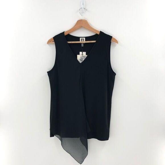 Anne Klein Overlay Tank‎ Top Anne Black Small - Picture 1 of 8
